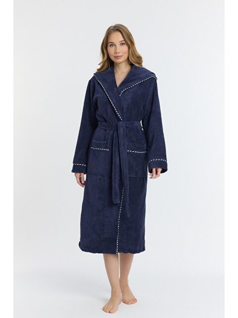 Mulberry Triga Kapüşonlu Kadın Bornozu %100 Pamuk