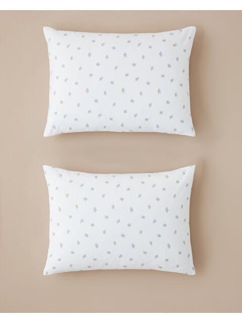 English Home Soft Daisy Kolay Ütülenir 2'li Yastık Kılıfı 50x70 cm Mavi