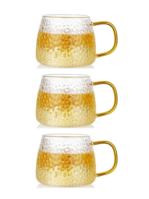 Kitchen Design Lab Sarı Kulplu 350 ml Cam Fincan 3 Adet - S000429058-26865