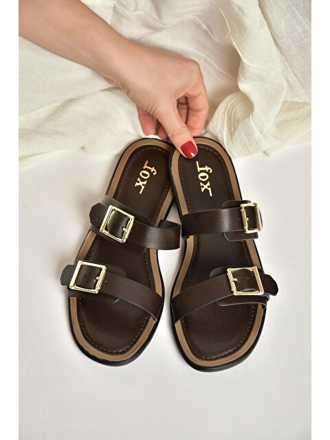Fox Shoes Kahverengi Kadın Terlik Y973291109 - S000518135-19413