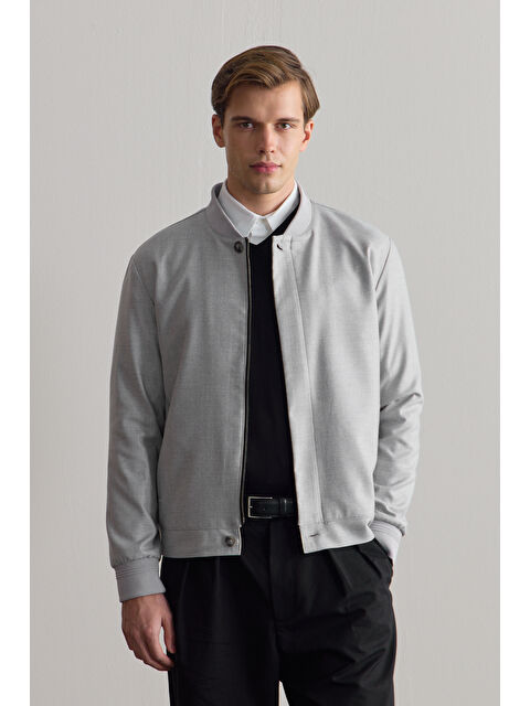 Danger Erkek Poliviskon Özel Kumaş Ceket Gri - S000508683-20600