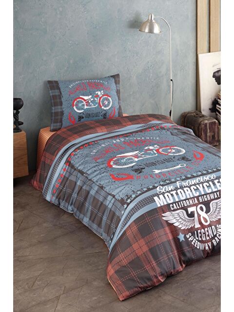 Varol %100 Pamuk Saten Genç Nevresim Takımı - Motorcycle - S000383099-23173