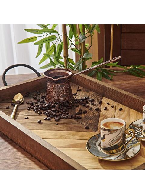 Ayvalı Metal Desenli Cezve No:4 - Kahverengi - 170 ml - S000373738-19413