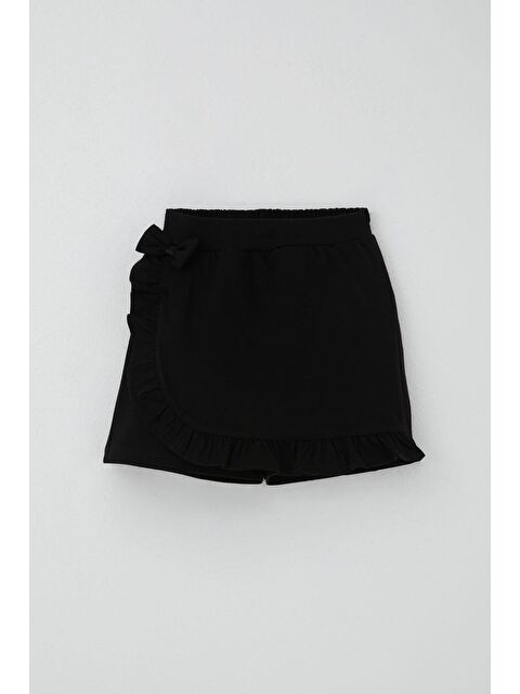 Breeze Kız Çocuk Şort Etek Fiyonk Aksesuarlı Fırfırlı Siyah (6-10 Yaş) - S000491433-19351