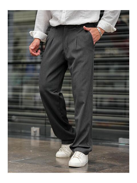 Tarz Cool Füme Pileli Klasik Baggy Erkek Pantolon - S000342175-33408