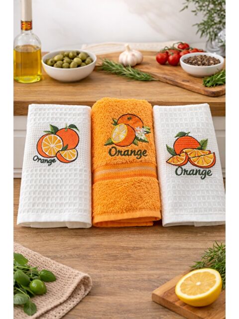 Mulberry 3’lü Nakışlı Waffle Mutfak Havlusu 40x60 cm