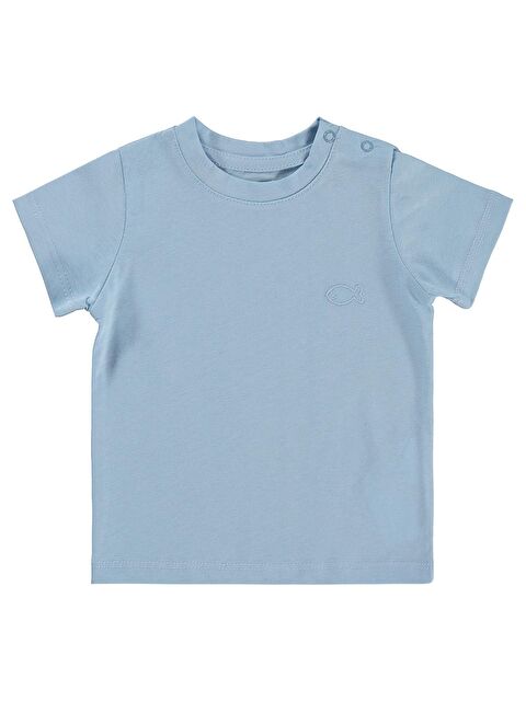 Civil Baby Balık Nakışlı 6-18 Ay Tişört - Mavi