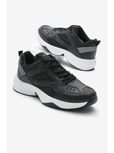 TONNY BLACK Unisex Siyah Beyaz Poli Taban Yüksek Taban Bağcıklı Spor Ayakkabı - S000493887-37424