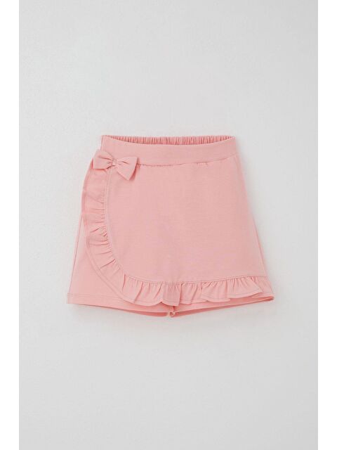 Breeze Kız Çocuk Şort Etek Fiyonk Aksesuarlı Fırfırlı Somon (6-10 Yaş) - S000491433-24085