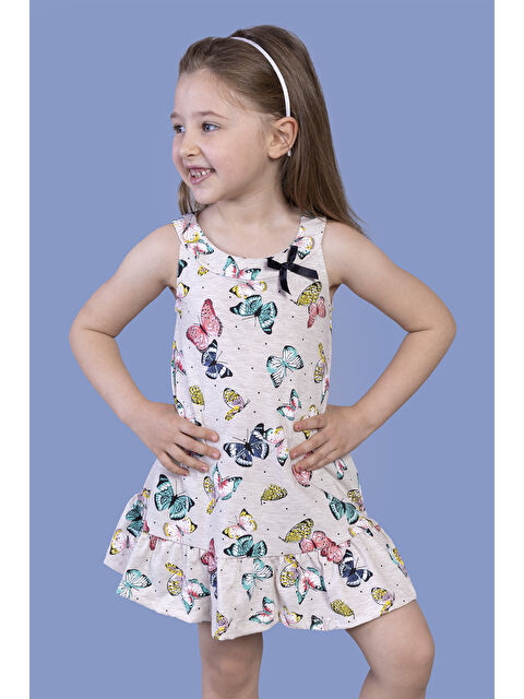 Toontoykids Kız Çocuk Kelebek Desenli Elbise