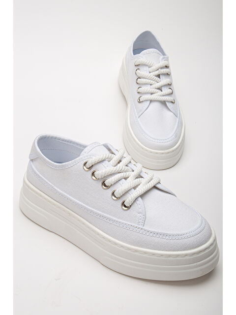 TONNY BLACK Kadın Beyaz Poli Taban Keten Halat Bağcıklı Spor Ayakkabı - S000493874-21165