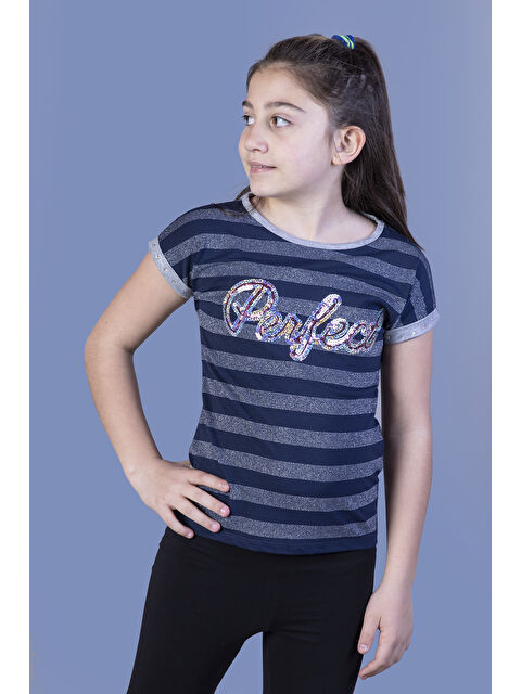 Toontoykids Kız Çocuk Perfect Nakışlı Kolları İnci Detaylı Tişört