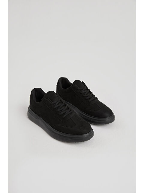 TONNY BLACK Erkek Siyah Kalın Faylon Hafif Taban Bağcıklı Spor Ayakkabı - S000493877-19351