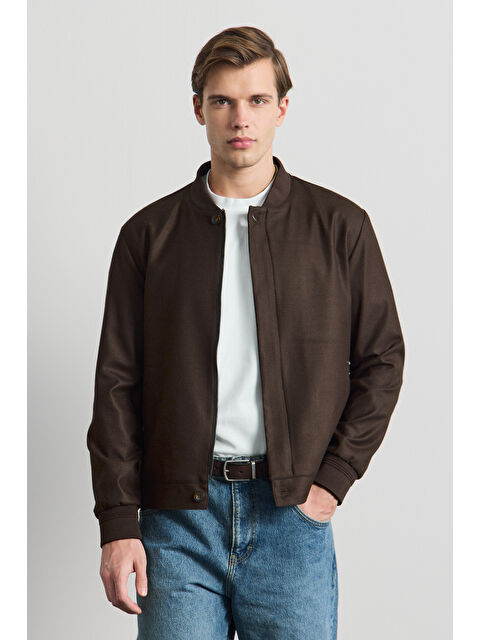 Danger Erkek Poliviskon Özel Kumaş Ceket Kahverengi - S000508683-19413