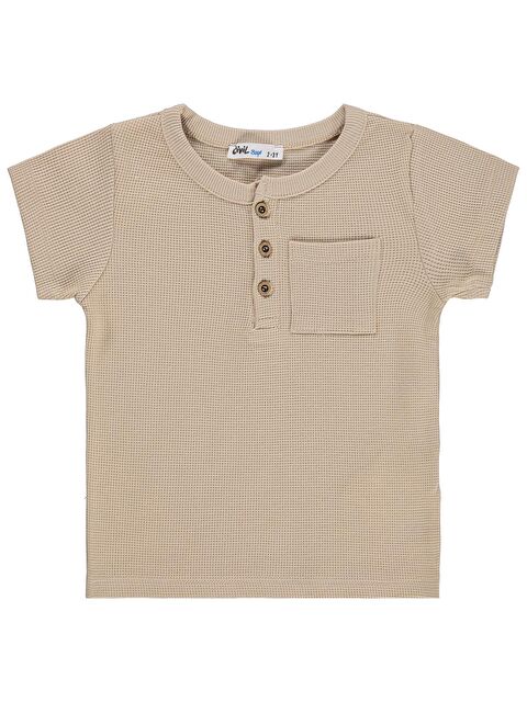 Civil Boys Basic Önü Düğmeli 2-5 Yaş Tişört - Bej