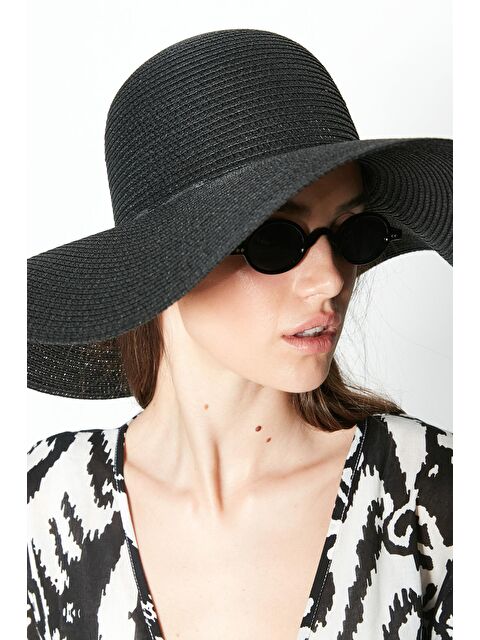 C&City Kısa Kenar Hasır Plaj Şapkası Y8201 Siyah - S000216757-19351