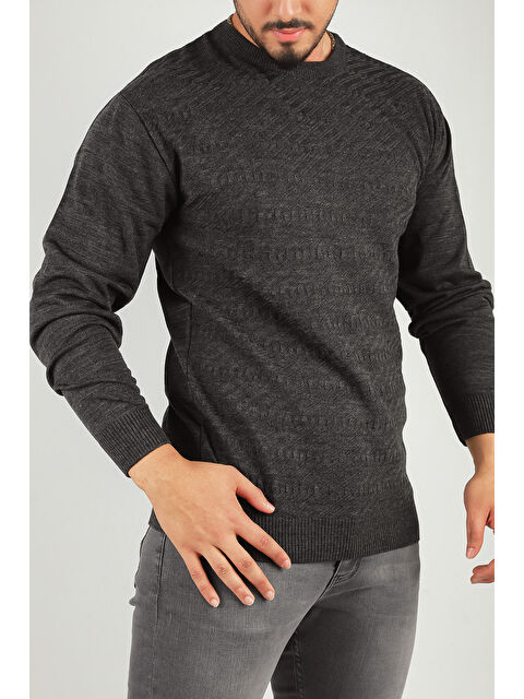 Mishar İtalia Erkek Bisiklet Yaka Kendinden Desenli Triko Kazak - S000300626-29666