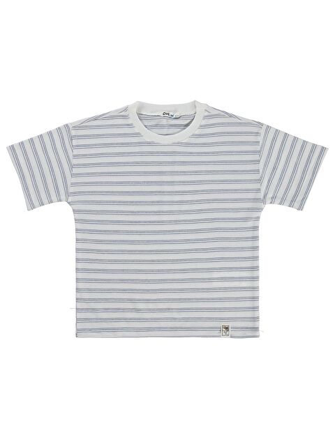 Civil Boys Jakar Çizgili 6-9 Yaş Tişört - Mavi