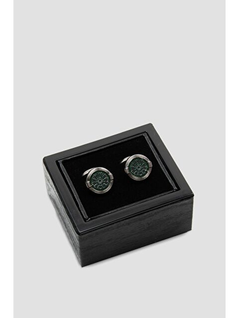 ABBATE 98524 Silver Yeşil Erkek Kol Düğmesi - S000451175-18194