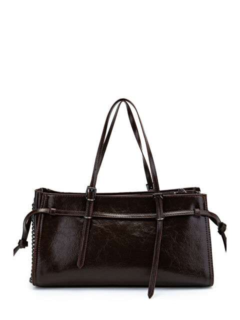 Minebag Siyah Zincir Detaylı Bonnie Kadın Kol Çanta Kahverengi