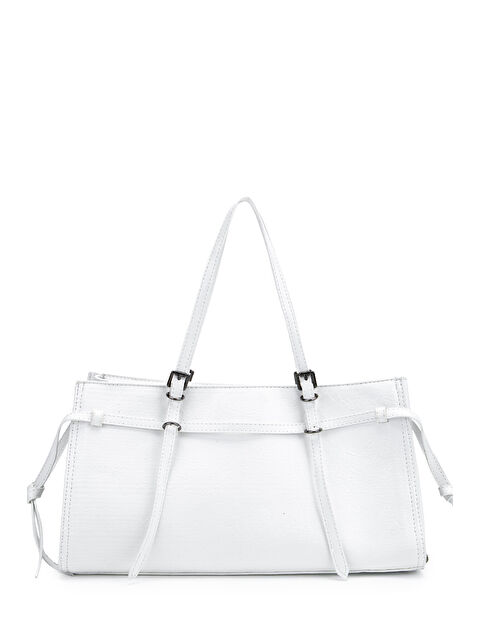 Minebag Siyah Zincir Detaylı Bonnie Kadın Kol Çanta Beyaz