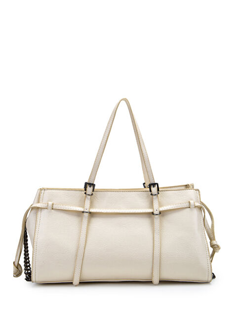 Minebag Siyah Zincir Detaylı Bonnie Kadın Kol Çanta Krem