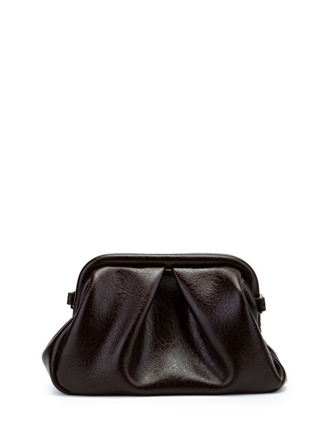Minebag Clutch Form Uzun Askılı Degas Kadın Çapraz Çanta Kahverengi