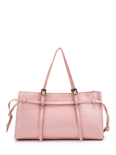 Minebag Siyah Zincir Detaylı Bonnie Kadın Kol Çanta Pudra