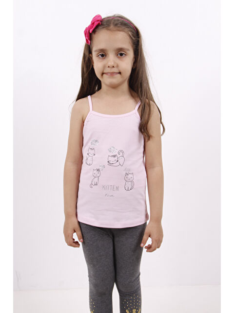 Toontoykids Kız Çocuk Kedi Baskılı Atlet