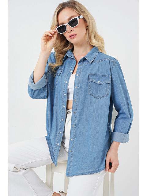 Bigdart Kadın Uzun Jean Gömlek 20318 - Mavi - S000417612-17234