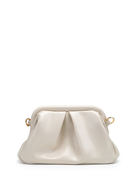 Minebag Clutch Form Uzun Askılı Degas Kadın Çapraz Çanta Krem