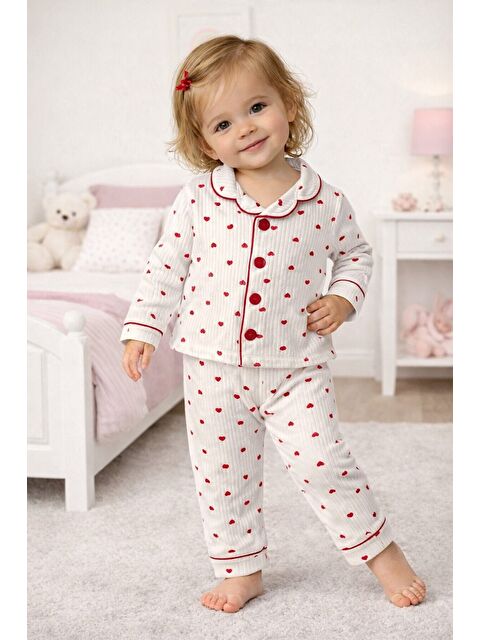Kidex's Kız Bebek Pamuklu Uzun Kollu Düğmeli Bebek Pijaması Yumuşak Dokulu Nefes Alabilen Bebek