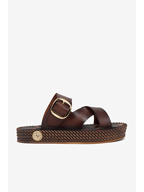 TONNY BLACK Kadın Taba Poli Taban Rahat Dolgu Taban Çapraz Bantlı Terlik - S000521649-19413