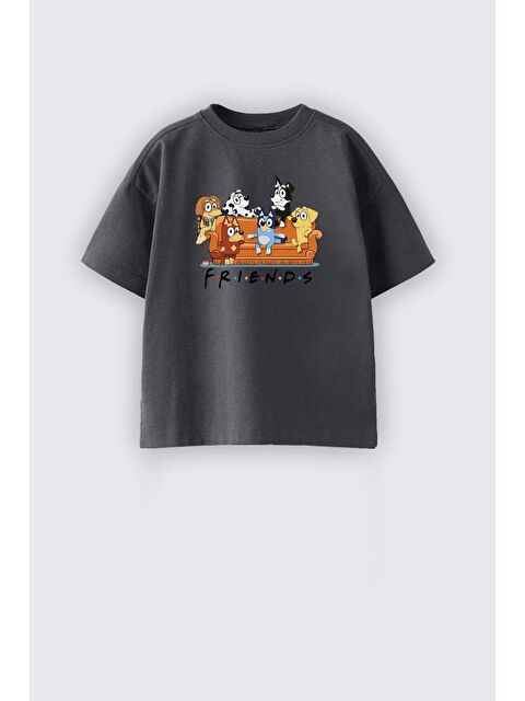 Monila Unisex Pamuklu Bisiklet Yaka Bluey Baskılı T-Shirt - S000514719-29666