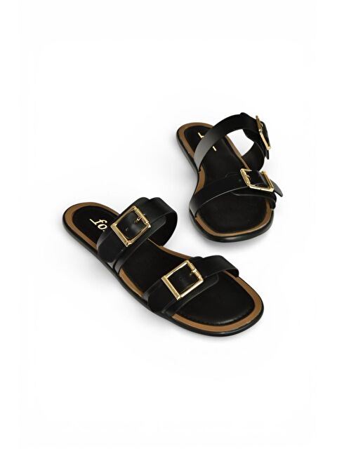 Fox Shoes Siyah Kadın Terlik Y973291109 - S000518135-19351