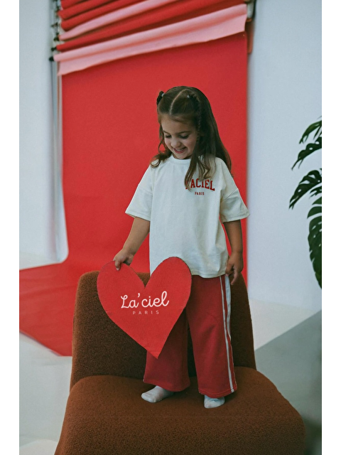 Magu Kız Çocuk Oversize Tişört Ve Çizgili Eşofman Takımı – 2'Li Set, Rahat Ve Spor - S000379655-20045