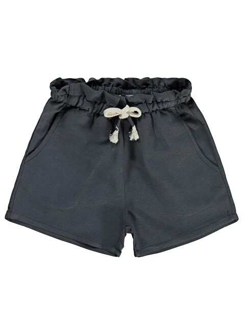 Civil Girls Beli Lastikli Cepli 2-5 Yaş Şort - Gri