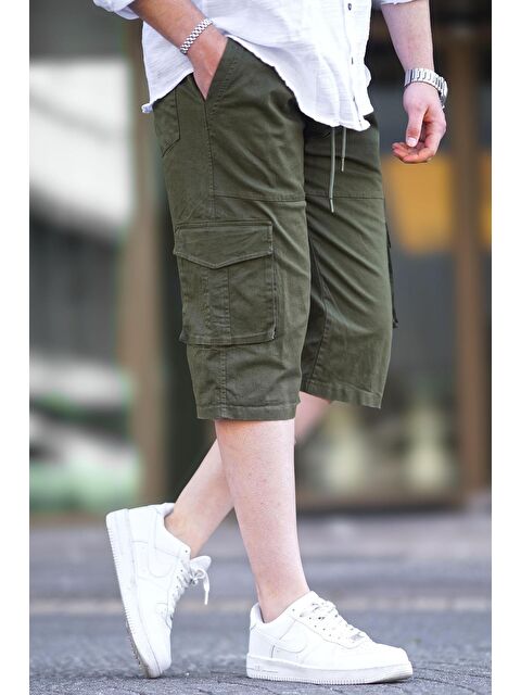 Madmext Haki Kargo Cep Erkek Kapri %100 Pamuk Kargo Şort 6875 - S000197587-18547