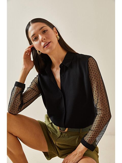 Xhan Siyah Kol Detaylı Gömlek 5YXK2-48749-02 - S000229717-19351