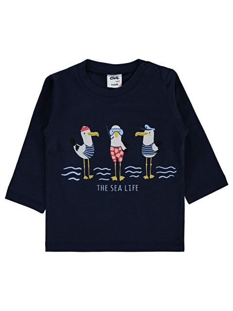 Civil Baby Leylek Baskılı 6-18 Ay Sweatshirt - Lacivert