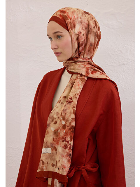 Fresh Scarfs Naomı Desen Rami Şal Kiremit - S000420279-18657