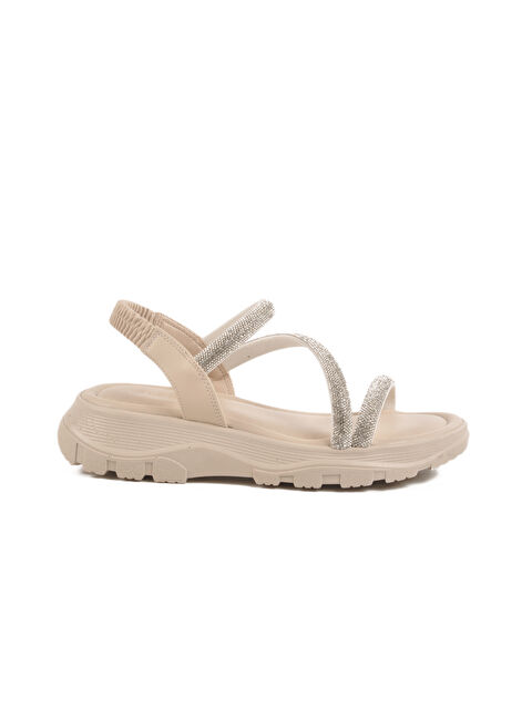 Ayakmod Krem Taşlı Kadın Sandalet T-005 Z - S000387694-19966