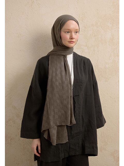 Fresh Scarfs Modal Damalı Şal Duman - S000420269-19351