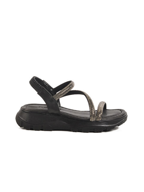 Ayakmod Siyah Taşlı Kadın Sandalet T-005 Z - S000387694-19351