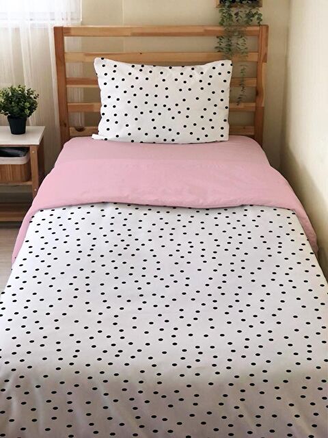 Evmila Çift Taraflı Puantiye Desenli Çarşafsız Takım Tek Kişilik Nevresim Takımı 160x220 Cm - S000123826-23173