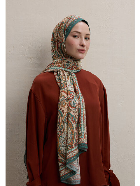 Fresh Scarfs Elegant Desen Şal Somon - S000420292-24085