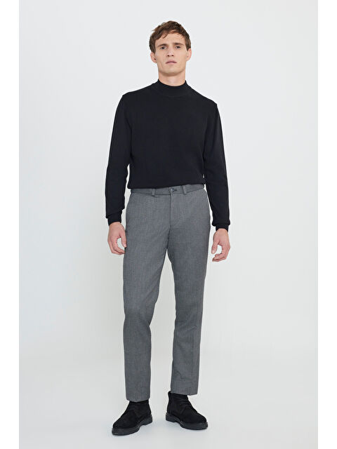 Altınyıldız Classics Erkek Antrasit Comfort Fit Rahat Kesim Beli Gizli Lastikli Desenli Esnek Yan Cep Klasik Pantolon