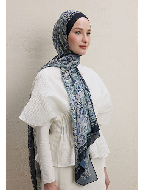 Fresh Scarfs Laura Desen İpek Krep Şal Mint - S000420434-34927