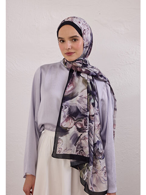 Fresh Scarfs Nerıssa Desen Rami Şal Derin Mor - S000420282-20042