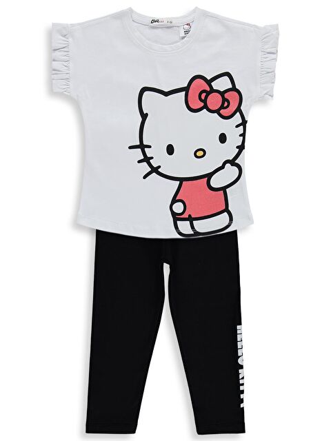 Hello Kitty 2-5 Yaş Takım - Kırık Beyaz-Siyah